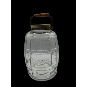 Vintage General Store Glass Barrel Pickle Jar 13" Early 20th Century